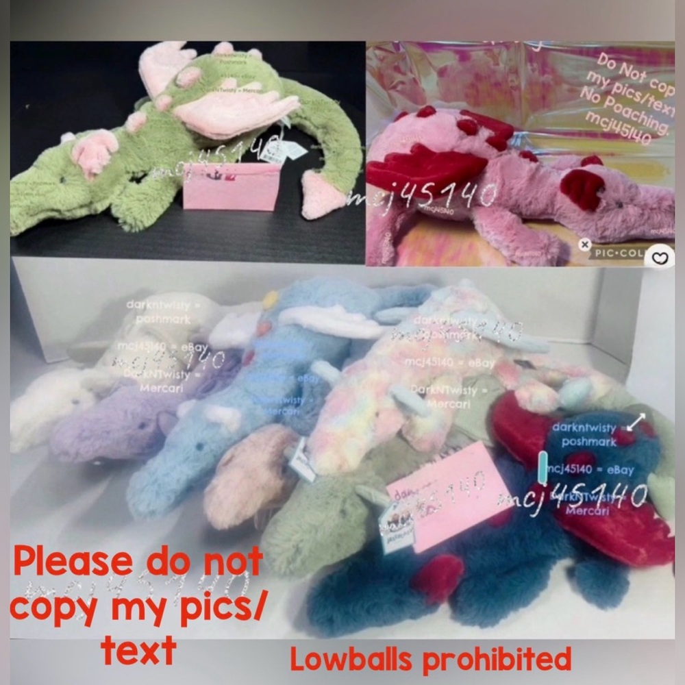 BNWT SET OF 9 JELLYCAT SNOW SAGE LAVENDER ROSE SKY DEXTER LAZULIA MALACHY HEART